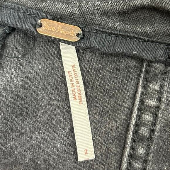 Free People Modern Femme Dark Grey Panel Bodycon Denim Jean Mini Skirt Size 2 - Picture 6 of 7